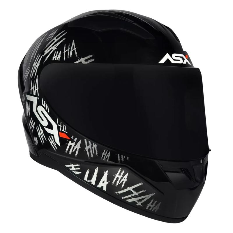 Capacete Asx City Fun HAHAHA Brilho Preto Branco Masculino E